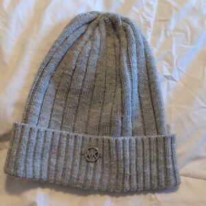 Michael Kors Light Gray Ribbed Beanie